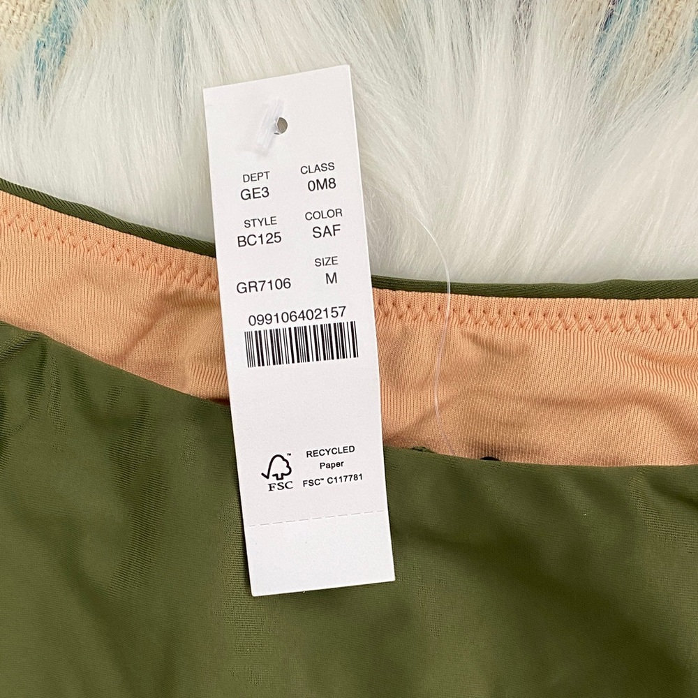 J.Crew curved high waist cheeky military green bikini bottoms size medium - Picture 3 of 5
